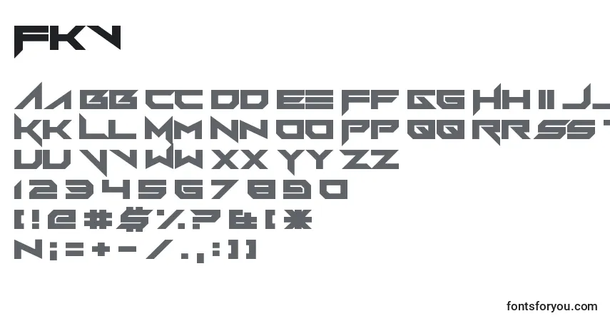 Schriftart Fkv – Alphabet, Zahlen, spezielle Symbole