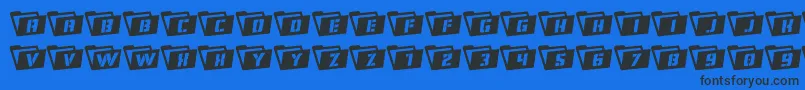 Eyesonlyrotate-Schriftart – Schwarze Schriften auf blauem Hintergrund