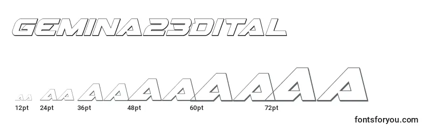 Größen der Schriftart Gemina23Dital