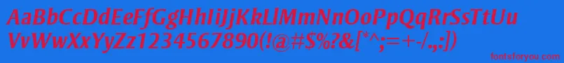 StrayhornMtBoldItalic Font – Red Fonts on Blue Background