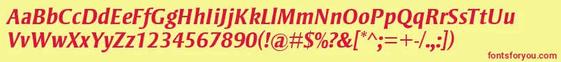 StrayhornMtBoldItalic Font – Red Fonts on Yellow Background