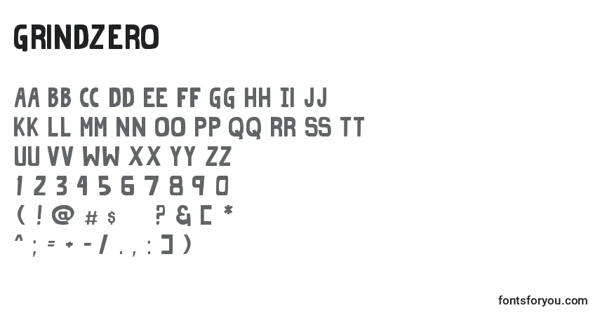 Czcionka GrindZero – alfabet, cyfry, specjalne znaki