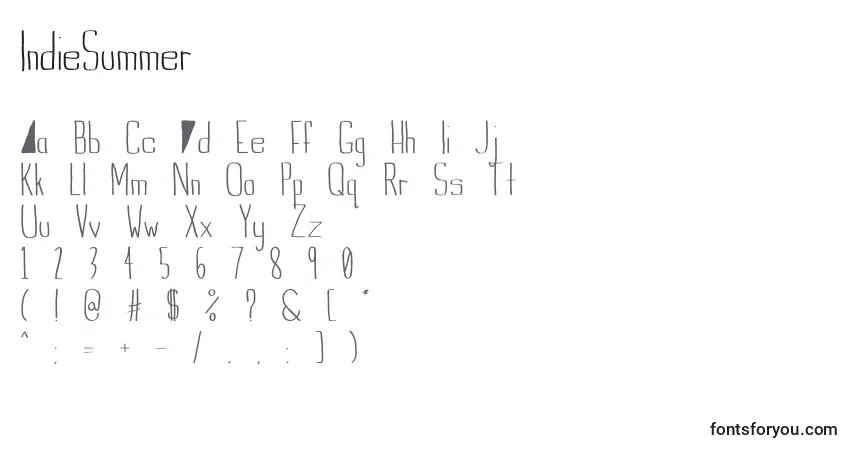 Czcionka IndieSummer – alfabet, cyfry, specjalne znaki