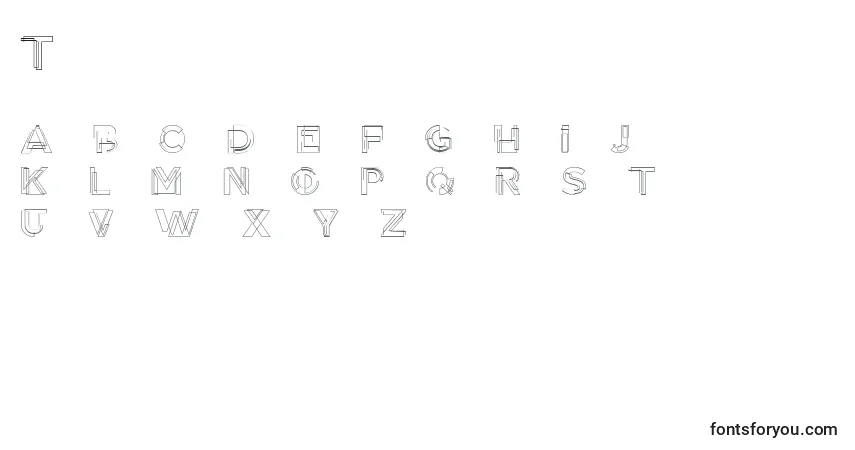 Schriftart Tesla – Alphabet, Zahlen, spezielle Symbole