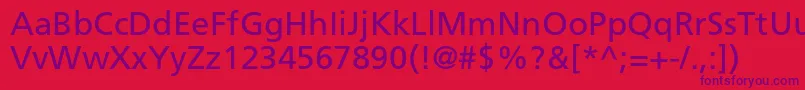 FrutigerltstdRoman-Schriftart – Violette Schriften auf rotem Hintergrund