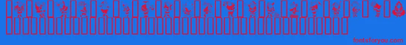 GeSantaClaus-Schriftart – Rote Schriften auf blauem Hintergrund