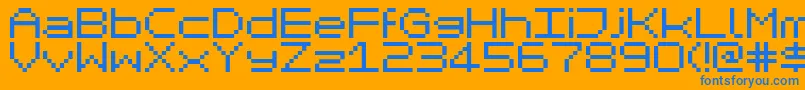 MikrokomputerClosed-Schriftart – Blaue Schriften auf orangefarbenem Hintergrund