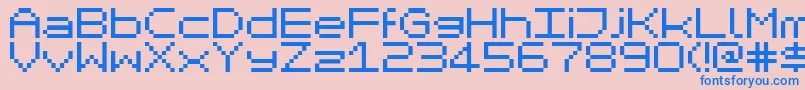 MikrokomputerClosed-Schriftart – Blaue Schriften auf rosa Hintergrund
