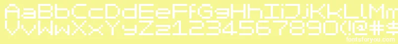 MikrokomputerClosed-fontti – valkoiset fontit keltaisella taustalla