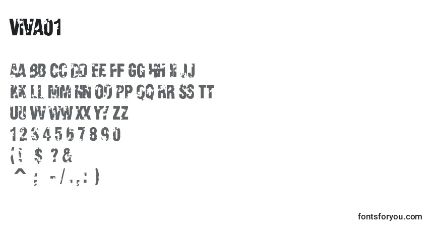 Czcionka Viva01 – alfabet, cyfry, specjalne znaki