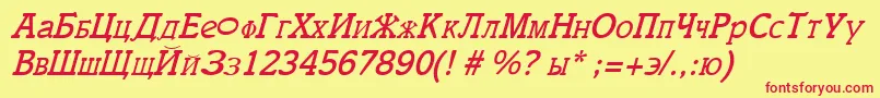 CyrillicItalic Font – Red Fonts on Yellow Background