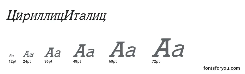 Tamaños de fuente CyrillicItalic