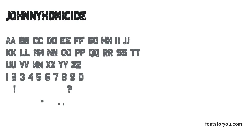 JohnnyHomicide-fontti – aakkoset, numerot, erikoismerkit