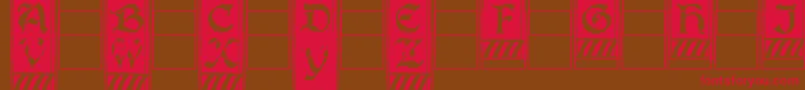 フォントBoisterc – 赤い文字が茶色の背景にあります。