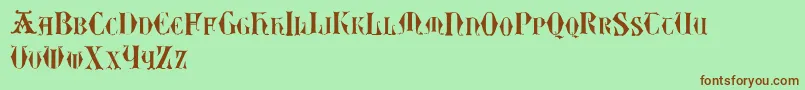 Fonte Easylombardictwo – fontes marrons em um fundo verde