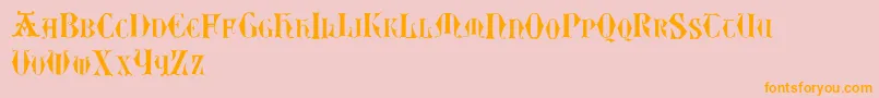 Easylombardictwo-Schriftart – Orangefarbene Schriften auf rosa Hintergrund