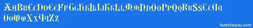 Easylombardictwo Font – Yellow Fonts on Blue Background