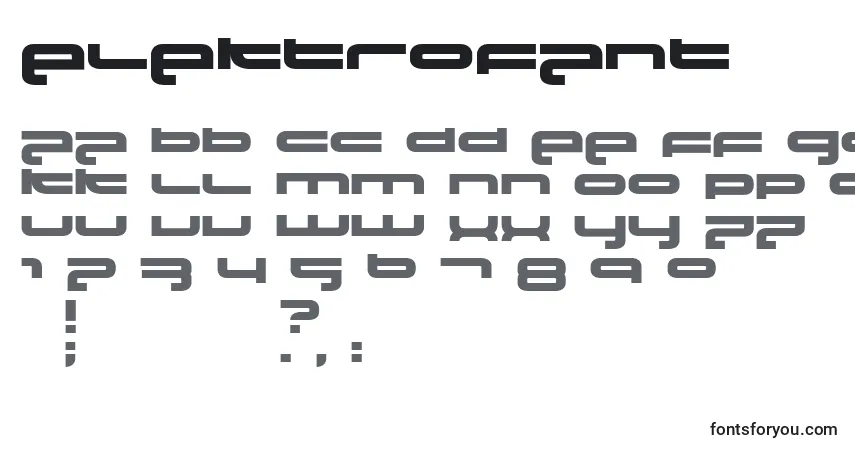 Schriftart Elektrofant – Alphabet, Zahlen, spezielle Symbole