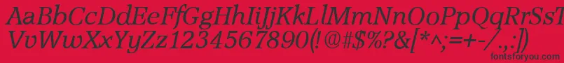 AccoladeItalic-Schriftart – Schwarze Schriften auf rotem Hintergrund