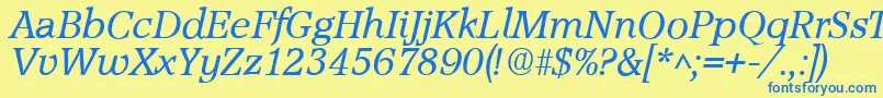 Police AccoladeItalic – polices bleues sur fond jaune