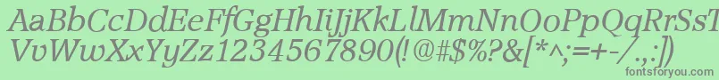 Fonte AccoladeItalic – fontes cinzas em um fundo verde