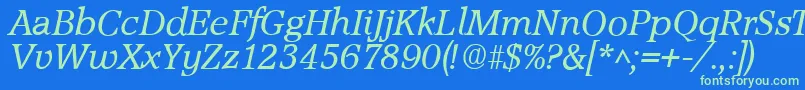 Fonte AccoladeItalic – fontes verdes em um fundo azul