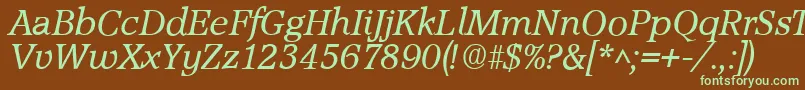 Fonte AccoladeItalic – fontes verdes em um fundo marrom