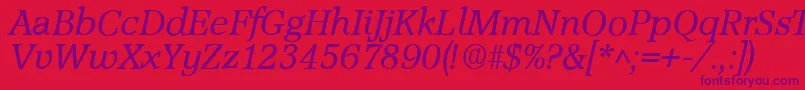 Czcionka AccoladeItalic – fioletowe czcionki na czerwonym tle