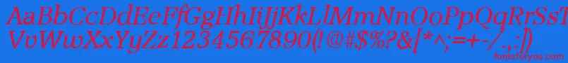 AccoladeItalic Font – Red Fonts on Blue Background