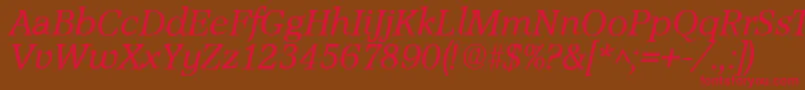AccoladeItalic-Schriftart – Rote Schriften auf braunem Hintergrund
