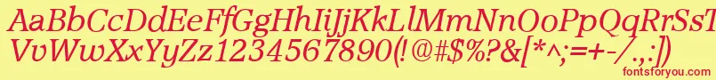 AccoladeItalic Font – Red Fonts on Yellow Background