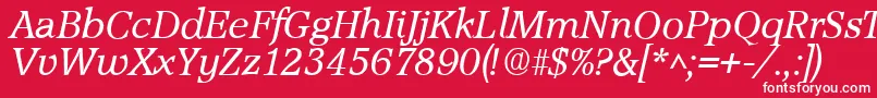 AccoladeItalic-Schriftart – Weiße Schriften auf rotem Hintergrund