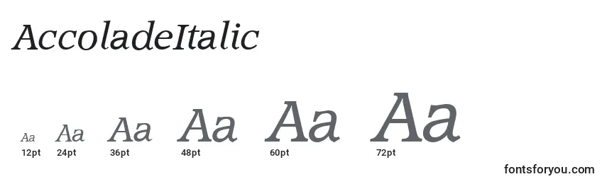 Размеры шрифта AccoladeItalic