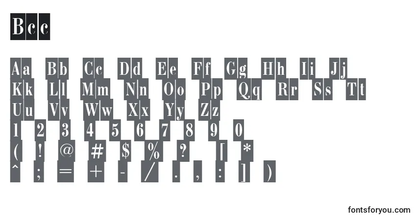 Czcionka Bcc – alfabet, cyfry, specjalne znaki