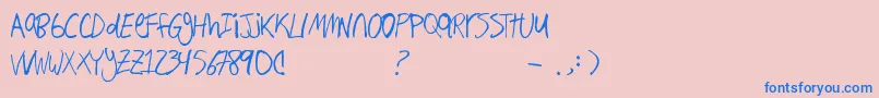 Handwri2 Font – Blue Fonts on Pink Background
