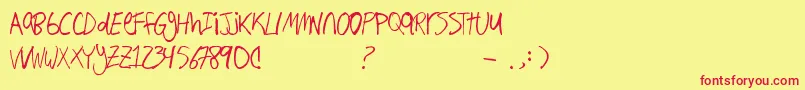Handwri2 Font – Red Fonts on Yellow Background