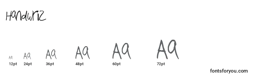 Handwri2 Font Sizes
