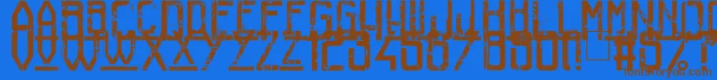 フォントRailwayToHells – 茶色の文字が青い背景にあります。