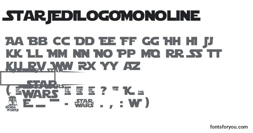 A fonte StarJediLogoMonoline – alfabeto, números, caracteres especiais