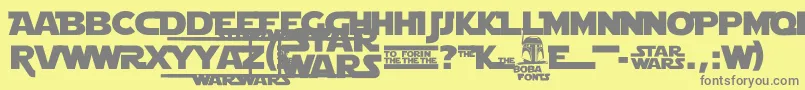 StarJediLogoMonoline-fontti – harmaat kirjasimet keltaisella taustalla
