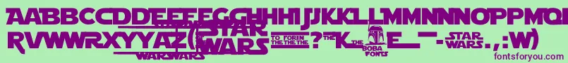 StarJediLogoMonoline-fontti – violetit fontit vihreällä taustalla