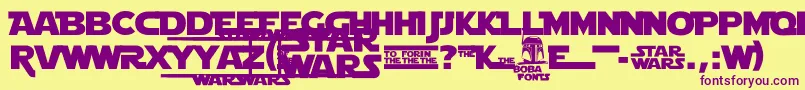 StarJediLogoMonoline-fontti – violetit fontit keltaisella taustalla
