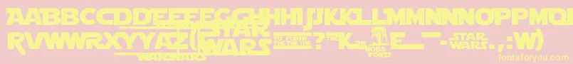 StarJediLogoMonoline-Schriftart – Gelbe Schriften auf rosa Hintergrund