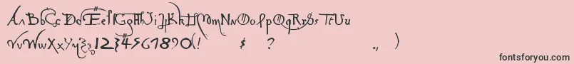 フォントLeonardoHandF – ピンクの背景に黒い文字