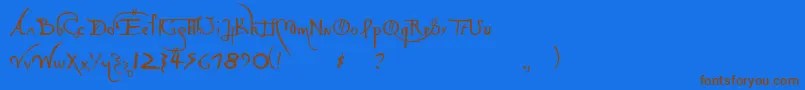 LeonardoHandF Font – Brown Fonts on Blue Background