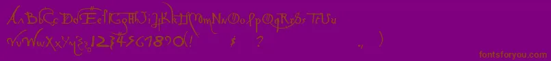 Шрифт LeonardoHandF – коричневые шрифты на фиолетовом фоне