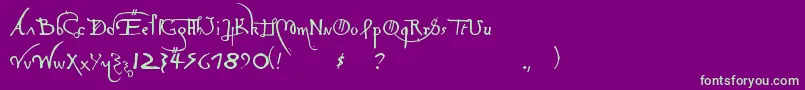 LeonardoHandF Font – Green Fonts on Purple Background