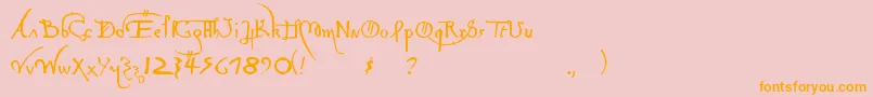 LeonardoHandF-Schriftart – Orangefarbene Schriften auf rosa Hintergrund