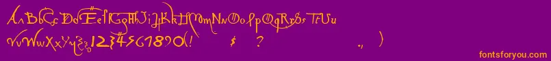 LeonardoHandF Font – Orange Fonts on Purple Background