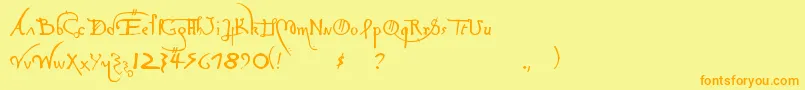 LeonardoHandF Font – Orange Fonts on Yellow Background